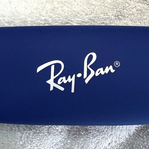 Ray Ban Junior Hard Shell Glasses Case Blue With Red Velvety Lining Case ONLY - Picture 1 of 3